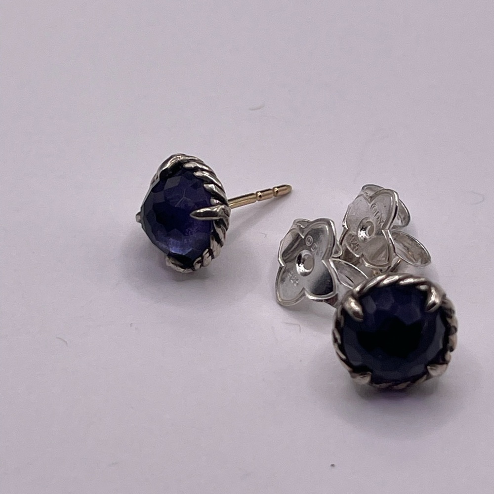 David Yurman Chatelaine Earrings with Black Orchid - Picture 2 of 12